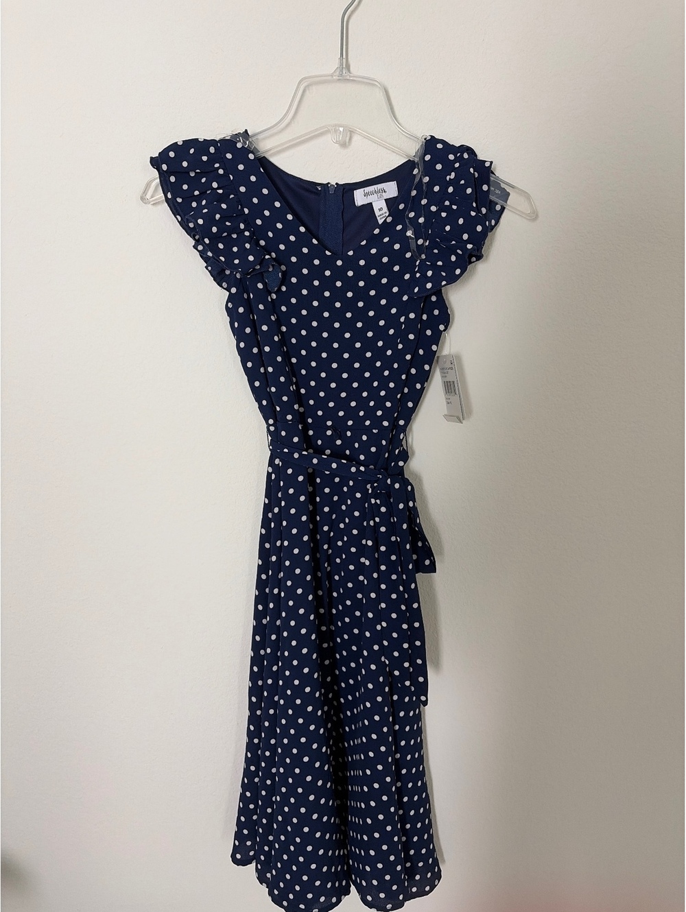 NWT Speechless Kids Navy Blue Polka Dot Dress Size 10